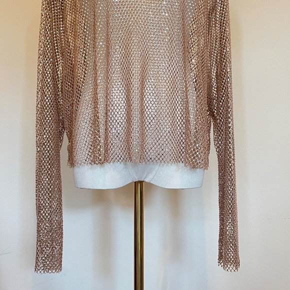 Anthropologie Taupe Mesh Blouse - Picture 4 of 14